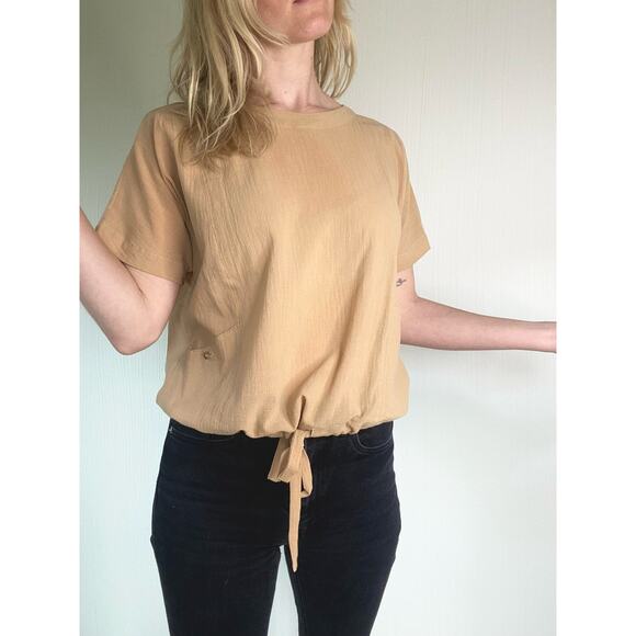 MADEWELL Beige Gauze Cotton Top US XS - Picture 11 of 14